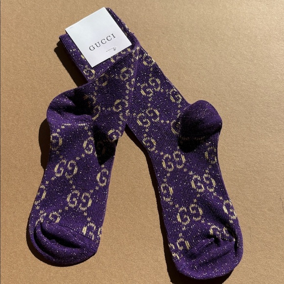 Gucci Accessories - Authentic purple and gold sparkly ✨ Gucci GG Lamé ankle socks 🧦